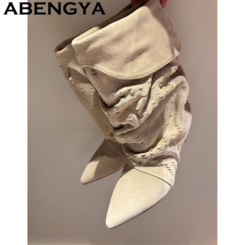 New Ethnic Fashion - 여성 미드 카프 숏 부츠 2026