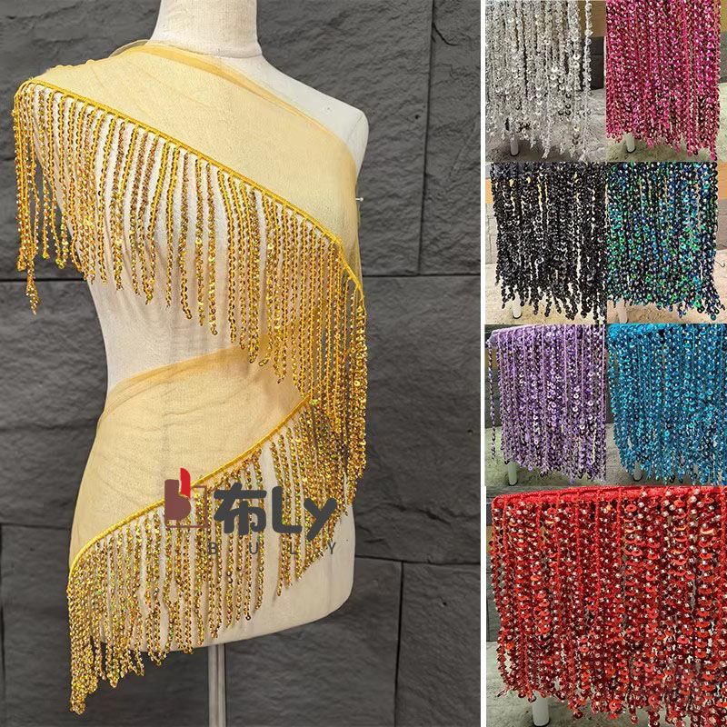 Ethnic Fashion Design - 15cm 비즈 장식 스팽글 태슬 프린지,