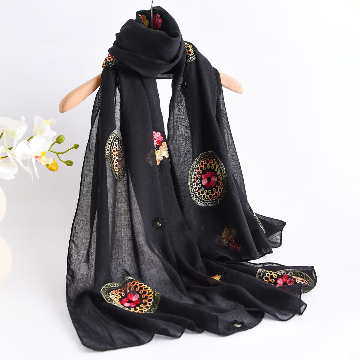 여름 새로운 경량 통기성 면화와 린넨 자수 스카프 민족 - New Ethnic Fashion 리뷰 및 가격