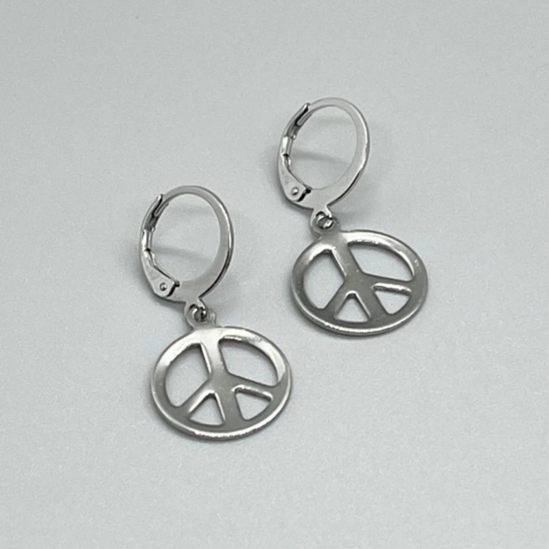 스테인레스 스틸 PEACE SIGN 레버백 귀걸이 ~  - Go Ethnic Fashion 리뷰 및 가격