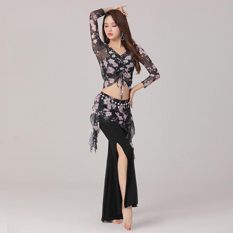 벨리댄스 연습복 세트, 크롭탑과 플레어 팬츠, 인도 스 - Ethnic Fashion India 리뷰 및 가격