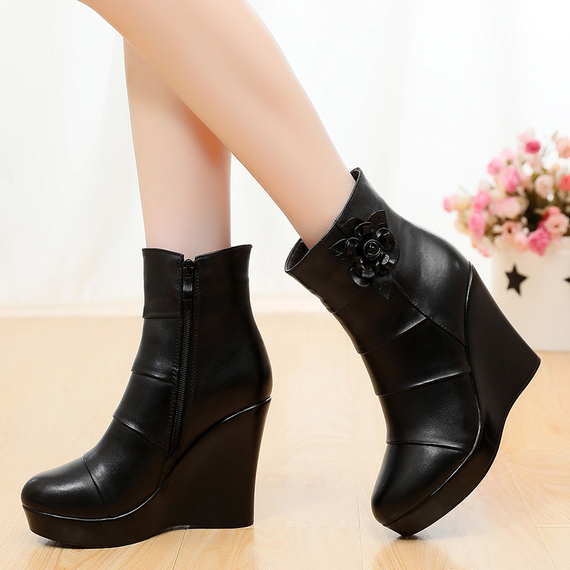 33-41 플러시 여성용 하이 부츠 플랫폼 부츠 웨지  - Ethnic Modern Fashion 리뷰 및 가격