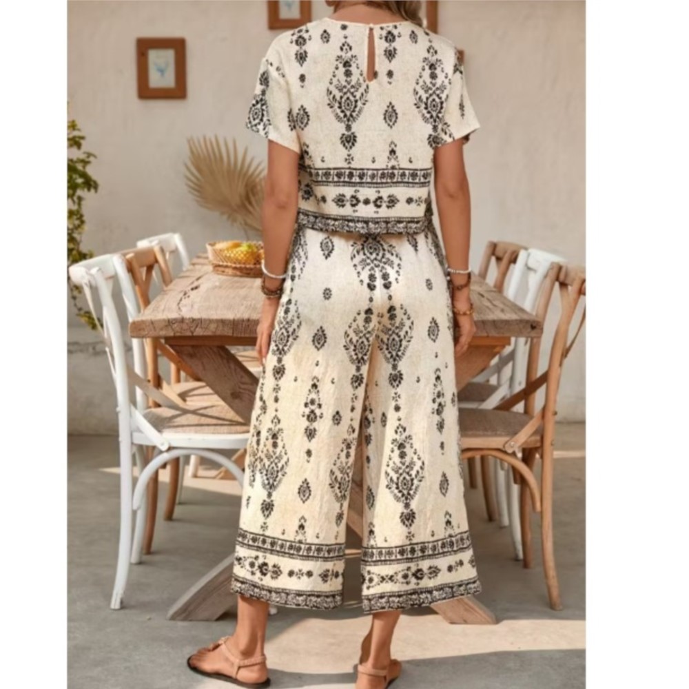 패션 에스닉 레트로 프린트 반팔 여성 정장 여름 신상  - New Ethnic Fashion 리뷰 및 가격