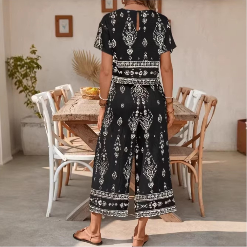 패션 에스닉 레트로 프린트 반팔 여성 정장 여름 신상  - New Ethnic Fashion 리뷰 및 가격