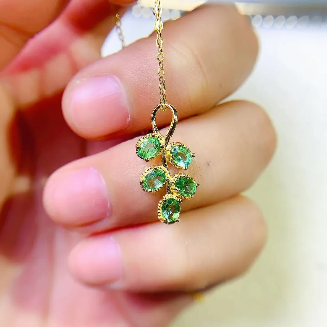 화려한 천연 에메랄드 S925 실버 펜던트, 훌륭한 디 - Ethnic Fashion Design 리뷰 및 가격