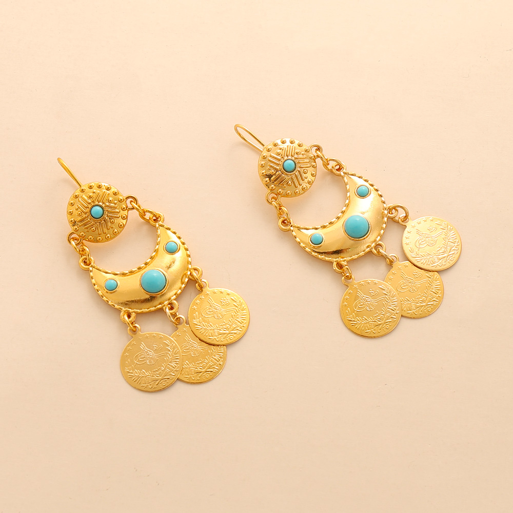 KDE 여성용 아랍 럭셔리 금화 프린지 귀걸이, 초승달 - Ethnic Fashion Co In 리뷰 및 가격