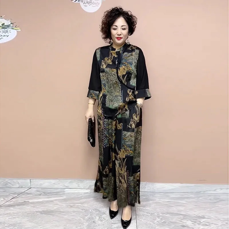 2025 와이드 레그 바지 세트, 중년 및 고령자, 루 - New Ethnic Fashion 리뷰 및 가격