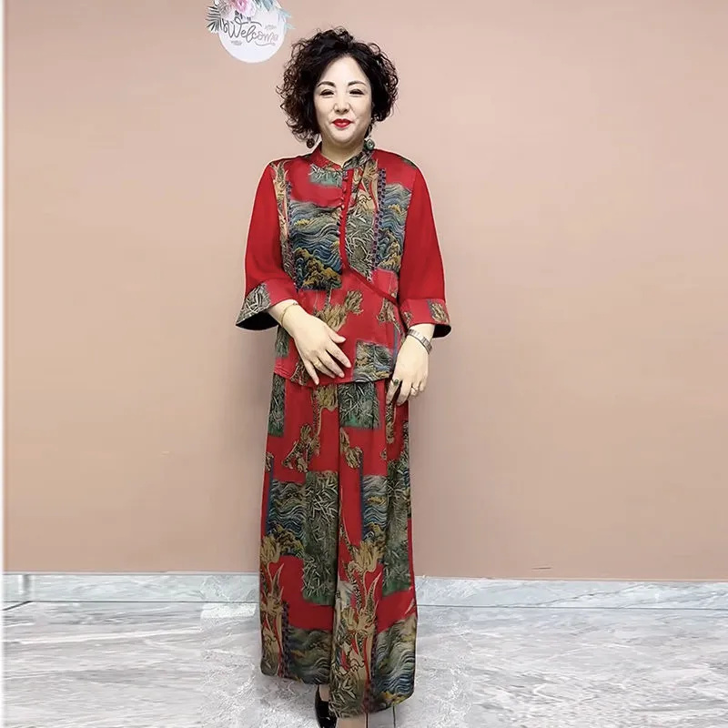 2025 와이드 레그 바지 세트, 중년 및 고령자, 루 - New Ethnic Fashion 리뷰 및 가격