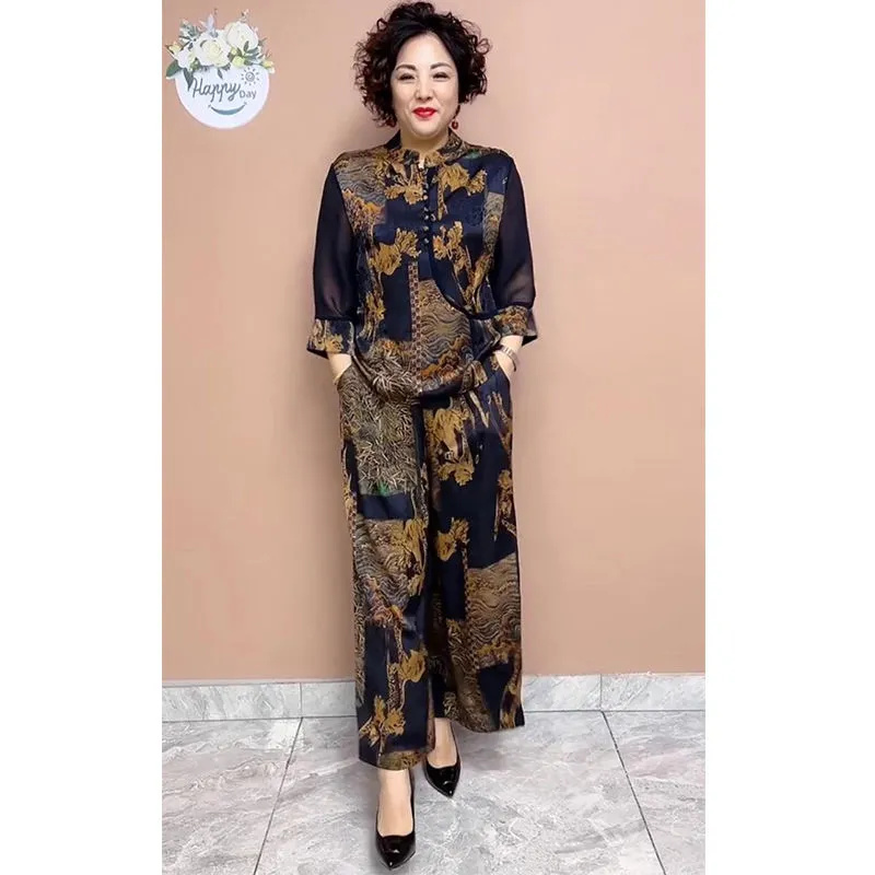 2025 와이드 레그 바지 세트, 중년 및 고령자, 루 - New Ethnic Fashion 리뷰 및 가격