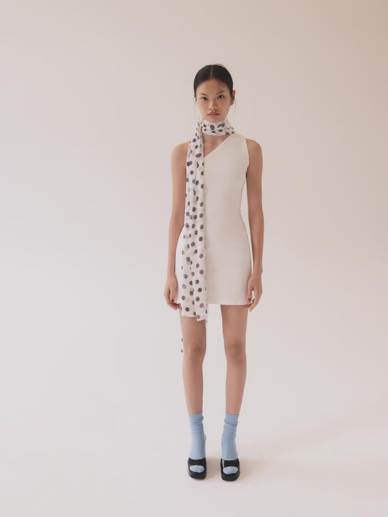 여름 신상품 폴카 도트 스카프 숄더 베어드 넥 행잉 드 - New Ethnic Fashion 리뷰 및 가격
