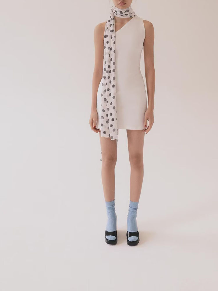 여름 신상품 폴카 도트 스카프 숄더 베어드 넥 행잉 드 - New Ethnic Fashion 리뷰 및 가격