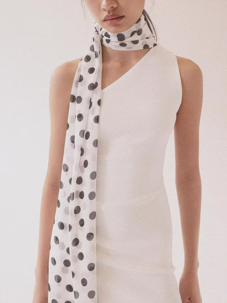 여름 신상품 폴카 도트 스카프 숄더 베어드 넥 행잉 드 - New Ethnic Fashion 리뷰 및 가격