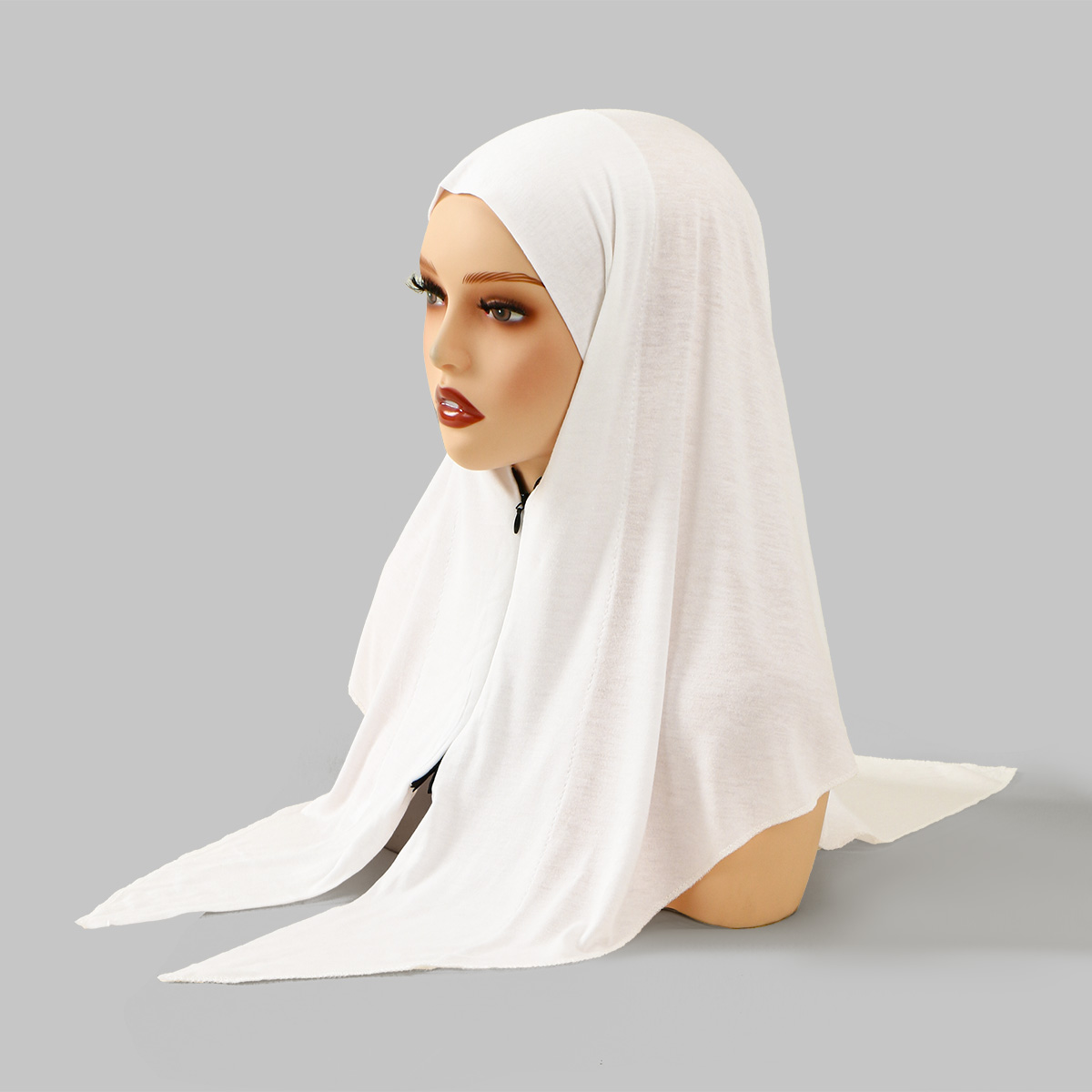 지퍼 디자인 무슬림 히잡 솔리드 그레이 인스턴트 스카프 - Ethnic Fashion Design 리뷰 및 가격